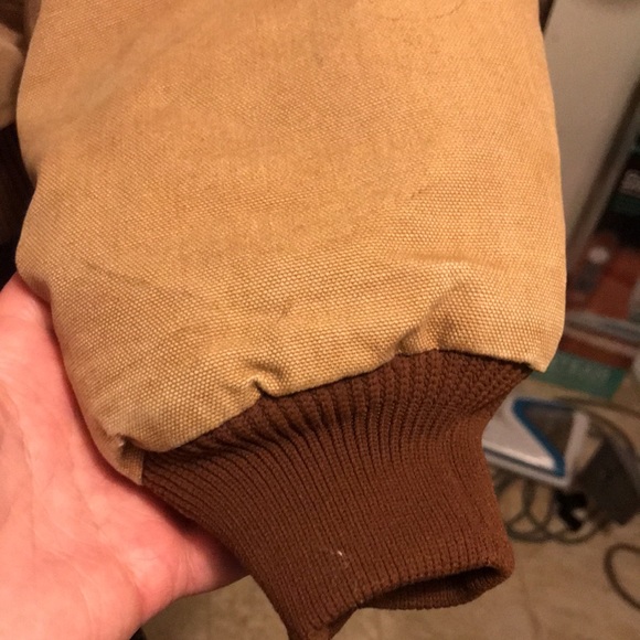 Vintage Red Quilt Lined Tan Carhartt Jacket NO HOOD - Picture 6 of 16